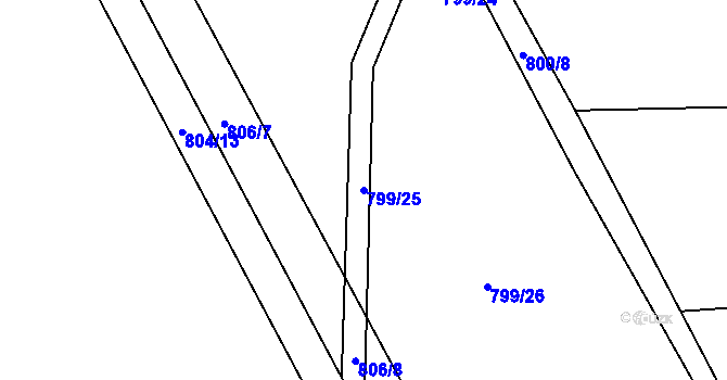 Parcela st. 799/25 v KÚ Moravské Knínice, Katastrální mapa
