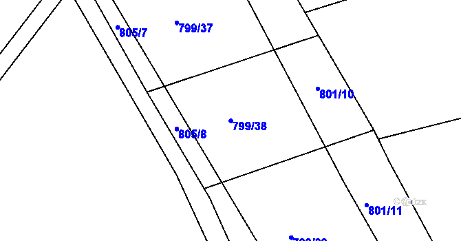 Parcela st. 799/38 v KÚ Moravské Knínice, Katastrální mapa