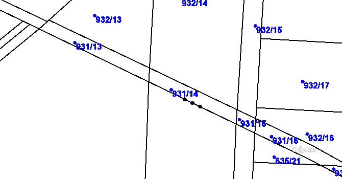 Parcela st. 931/14 v KÚ Moravské Knínice, Katastrální mapa