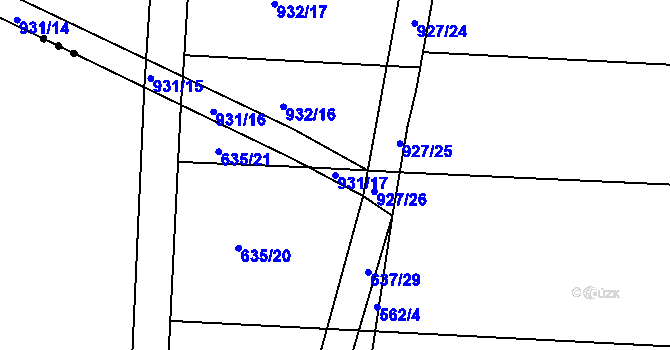 Parcela st. 931/17 v KÚ Moravské Knínice, Katastrální mapa