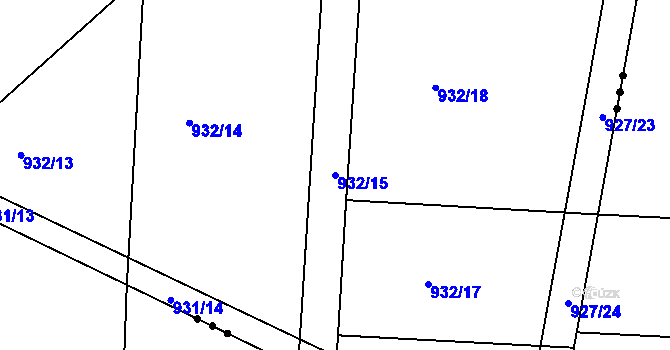 Parcela st. 932/15 v KÚ Moravské Knínice, Katastrální mapa