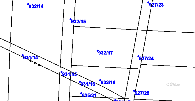 Parcela st. 932/17 v KÚ Moravské Knínice, Katastrální mapa