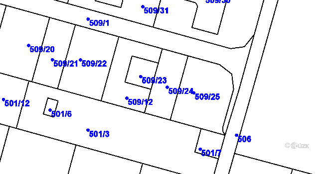 Parcela st. 509/24 v KÚ Moravské Knínice, Katastrální mapa