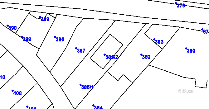 Parcela st. 385/2 v KÚ Moravské Knínice, Katastrální mapa