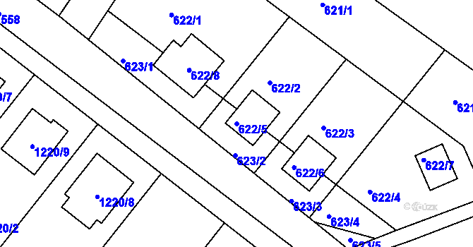 Parcela st. 622/5 v KÚ Moravské Knínice, Katastrální mapa