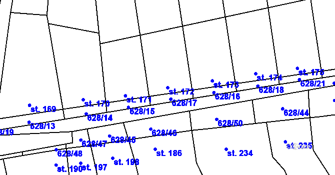 Parcela st. 172 v KÚ Moravské Málkovice, Katastrální mapa