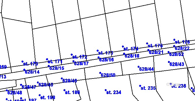 Parcela st. 173 v KÚ Moravské Málkovice, Katastrální mapa