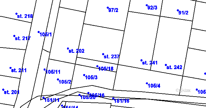 Parcela st. 237 v KÚ Moravské Málkovice, Katastrální mapa