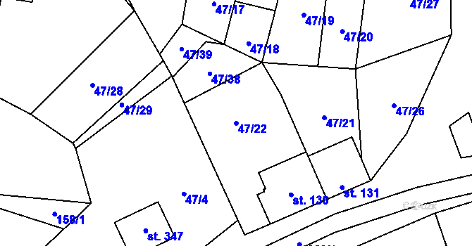 Parcela st. 47/22 v KÚ Moravské Málkovice, Katastrální mapa