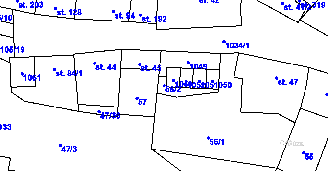 Parcela st. 56/2 v KÚ Moravské Málkovice, Katastrální mapa