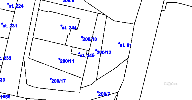 Parcela st. 200/12 v KÚ Moravské Málkovice, Katastrální mapa