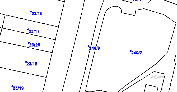 Parcela st. 240/9 v KÚ Moravské Málkovice, Katastrální mapa