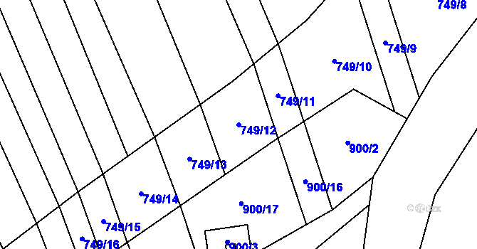 Parcela st. 749/12 v KÚ Moravské Málkovice, Katastrální mapa