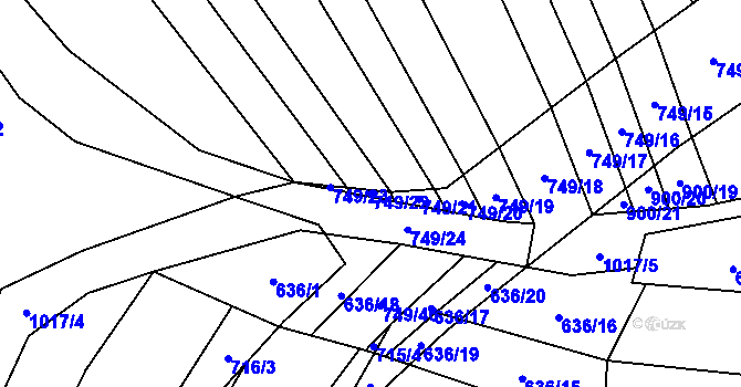 Parcela st. 749/22 v KÚ Moravské Málkovice, Katastrální mapa