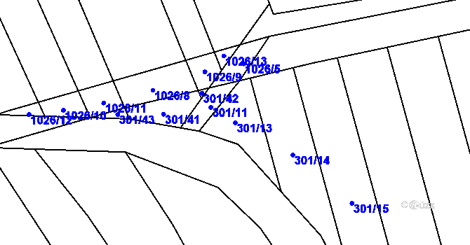 Parcela st. 301/13 v KÚ Moravské Málkovice, Katastrální mapa