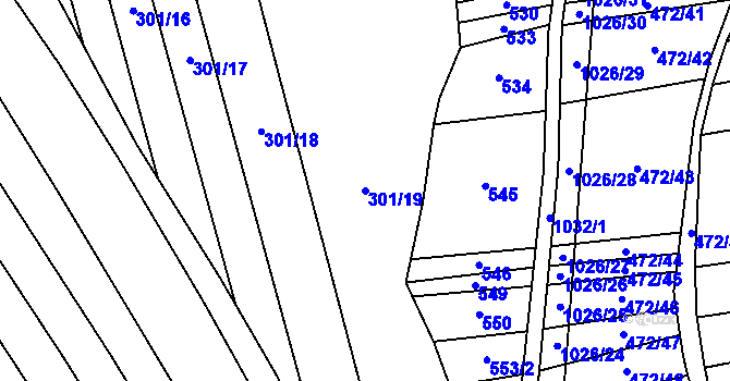 Parcela st. 301/19 v KÚ Moravské Málkovice, Katastrální mapa