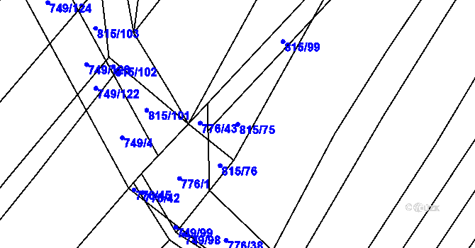 Parcela st. 815/75 v KÚ Moravské Málkovice, Katastrální mapa