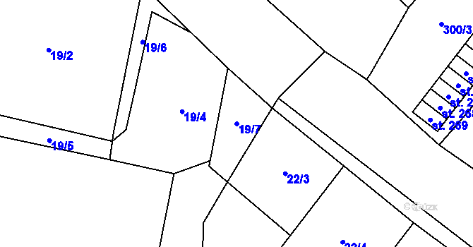 Parcela st. 19/7 v KÚ Moravské Málkovice, Katastrální mapa
