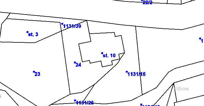 Parcela st. 10 v KÚ Čabová, Katastrální mapa