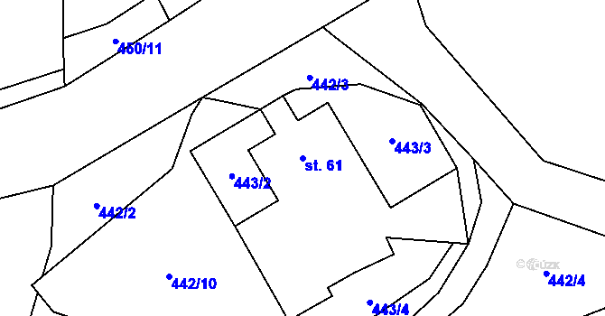 Parcela st. 61 v KÚ Čabová, Katastrální mapa