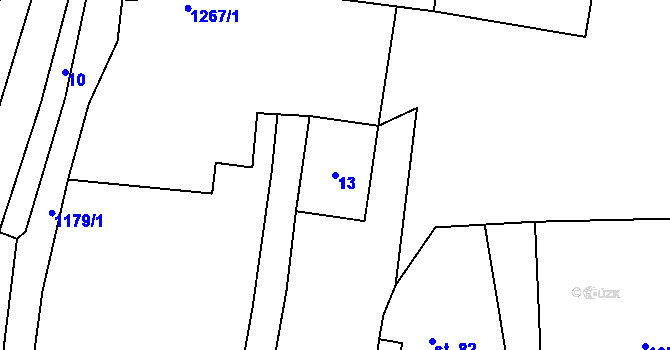 Parcela st. 13 v KÚ Čabová, Katastrální mapa