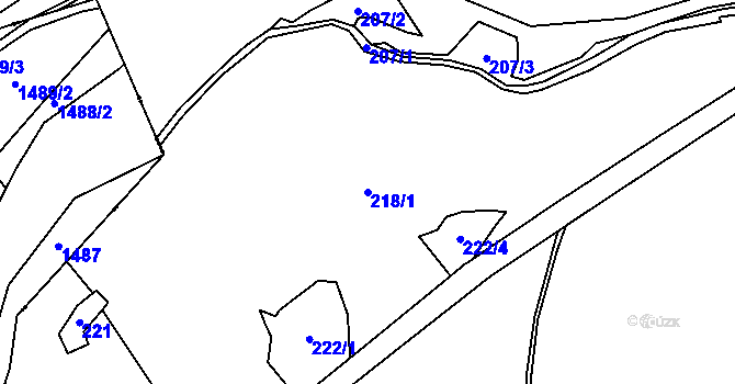 Parcela st. 218/1 v KÚ Čabová, Katastrální mapa