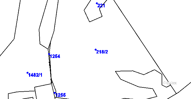 Parcela st. 218/2 v KÚ Čabová, Katastrální mapa