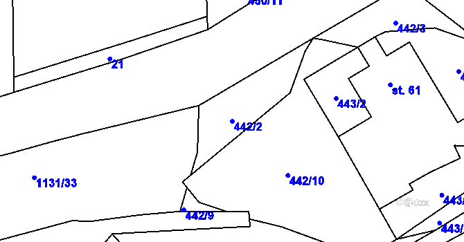 Parcela st. 442/2 v KÚ Čabová, Katastrální mapa