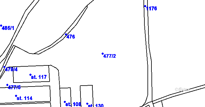 Parcela st. 477/2 v KÚ Čabová, Katastrální mapa