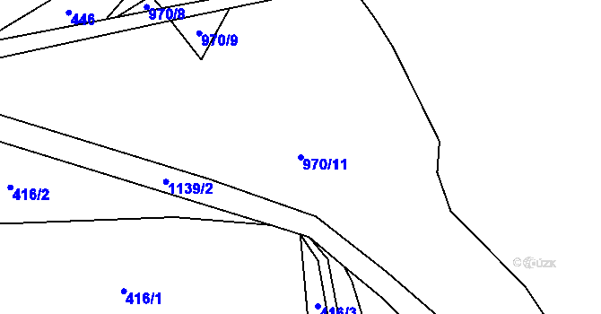 Parcela st. 970/11 v KÚ Čabová, Katastrální mapa
