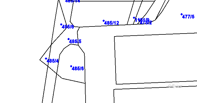 Parcela st. 485/7 v KÚ Čabová, Katastrální mapa