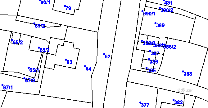 Parcela st. 62 v KÚ Moravský Beroun, Katastrální mapa