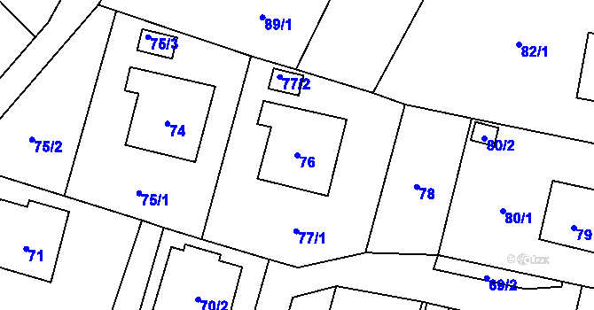 Parcela st. 76 v KÚ Moravský Beroun, Katastrální mapa