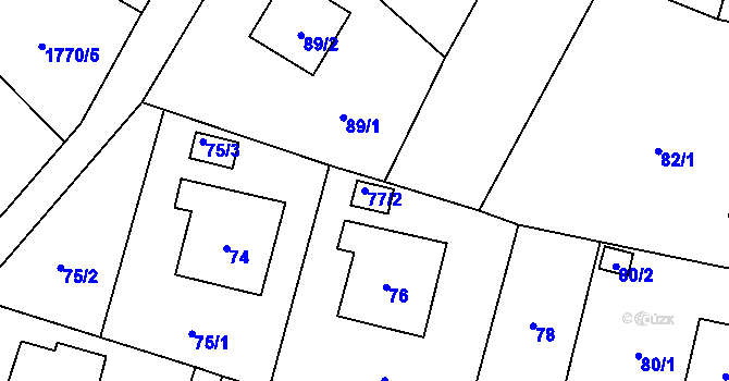 Parcela st. 77/2 v KÚ Moravský Beroun, Katastrální mapa