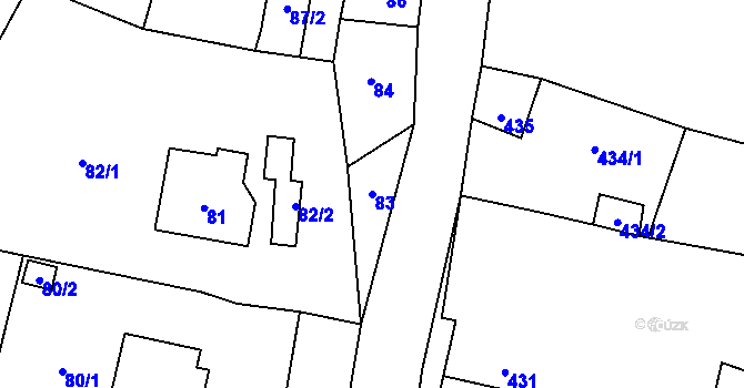 Parcela st. 83 v KÚ Moravský Beroun, Katastrální mapa