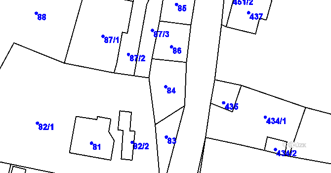 Parcela st. 84 v KÚ Moravský Beroun, Katastrální mapa