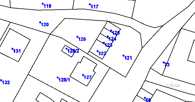 Parcela st. 122 v KÚ Moravský Beroun, Katastrální mapa