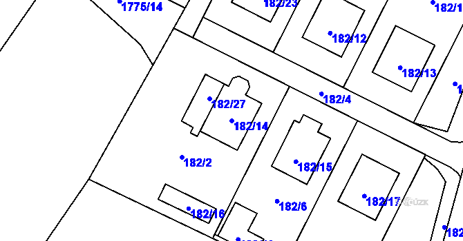 Parcela st. 182/14 v KÚ Moravský Beroun, Katastrální mapa