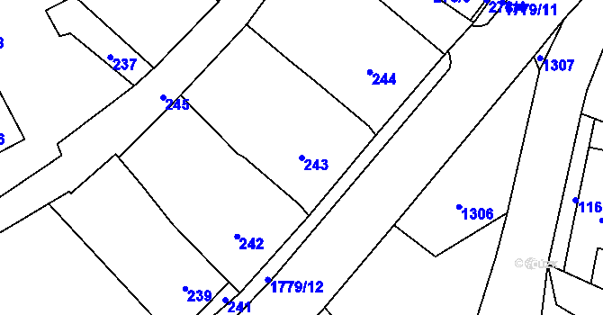 Parcela st. 243 v KÚ Moravský Beroun, Katastrální mapa