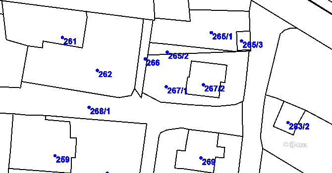 Parcela st. 267/1 v KÚ Moravský Beroun, Katastrální mapa