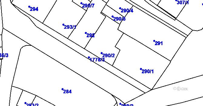 Parcela st. 290/2 v KÚ Moravský Beroun, Katastrální mapa