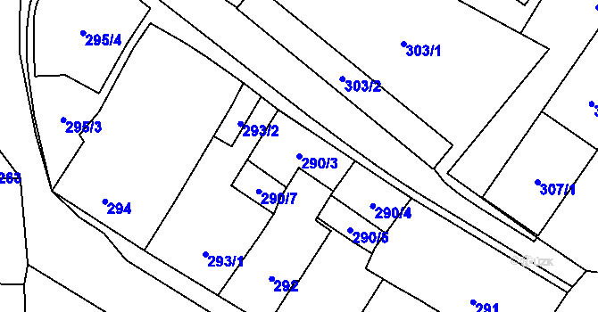 Parcela st. 290/3 v KÚ Moravský Beroun, Katastrální mapa