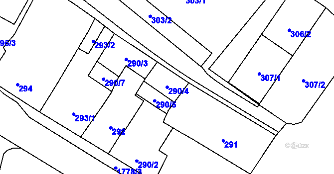 Parcela st. 290/4 v KÚ Moravský Beroun, Katastrální mapa