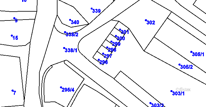 Parcela st. 297 v KÚ Moravský Beroun, Katastrální mapa