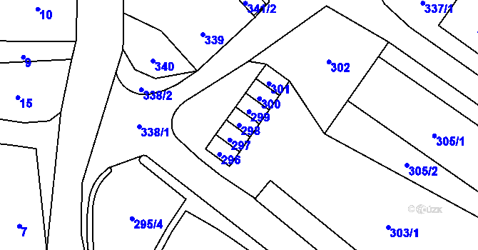Parcela st. 298 v KÚ Moravský Beroun, Katastrální mapa