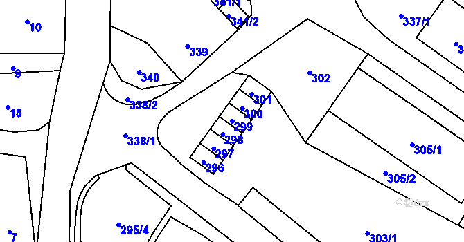 Parcela st. 299 v KÚ Moravský Beroun, Katastrální mapa