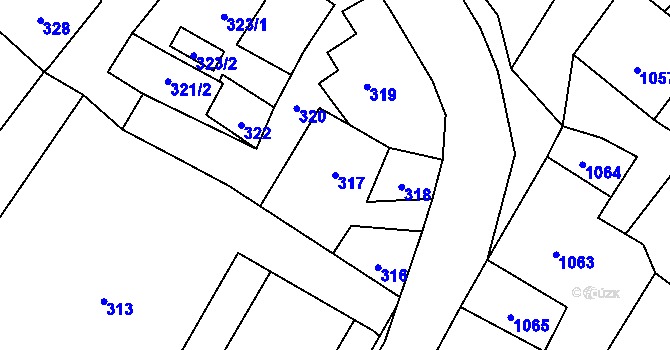 Parcela st. 317 v KÚ Moravský Beroun, Katastrální mapa