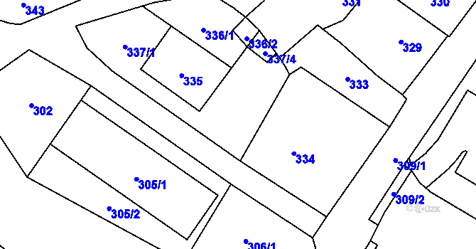 Parcela st. 337/2 v KÚ Moravský Beroun, Katastrální mapa