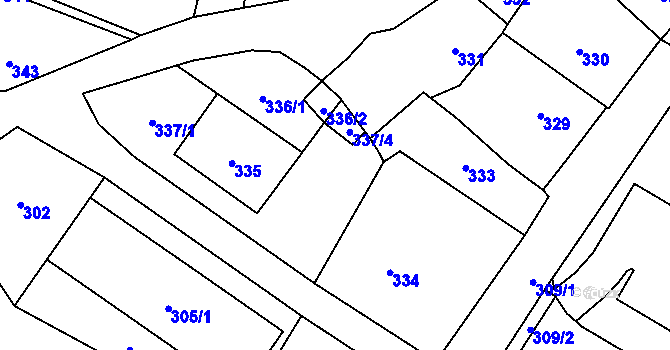 Parcela st. 337/3 v KÚ Moravský Beroun, Katastrální mapa