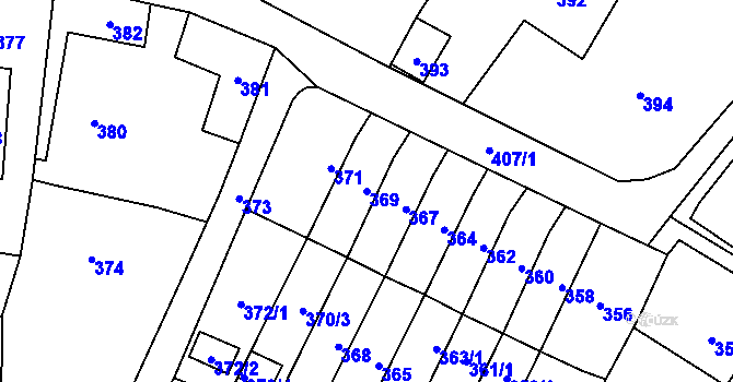 Parcela st. 369 v KÚ Moravský Beroun, Katastrální mapa